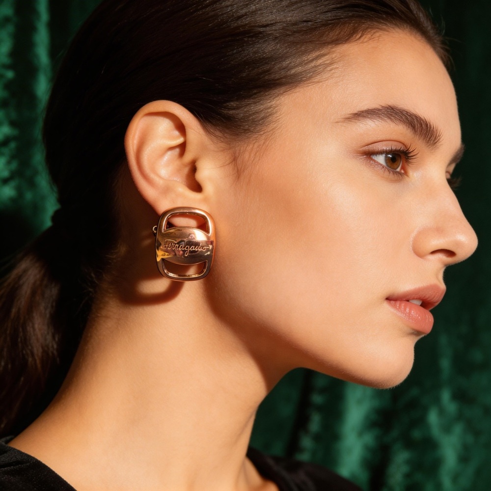 Salvatore Ferragamo Vintage Vara Clip-On Earrings